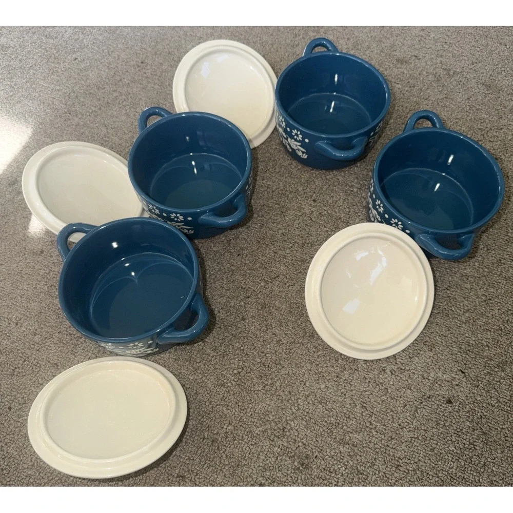 Lot Of‎ (4) Pioneer Woman Fancy Flourish Mini Cocotte with Lid 16 oz 4.5
